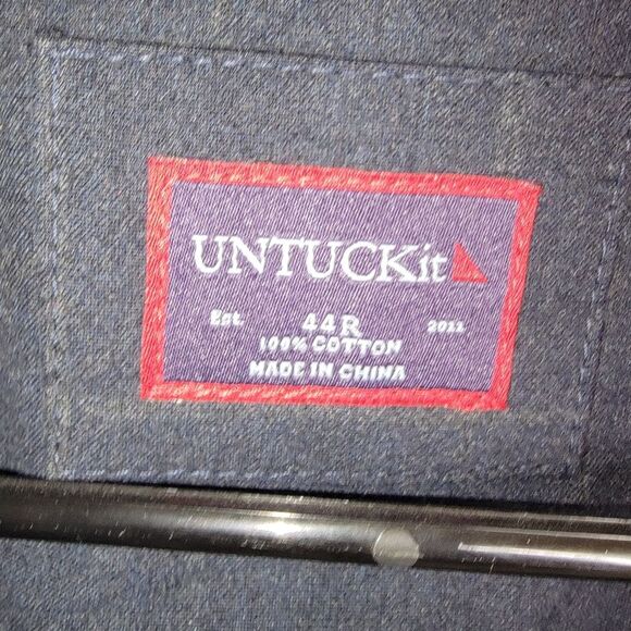 Untuckit UnTuck It Plaid Cotton Soft Construction Blazer Jacket Size 44R - Picture 3 of 9